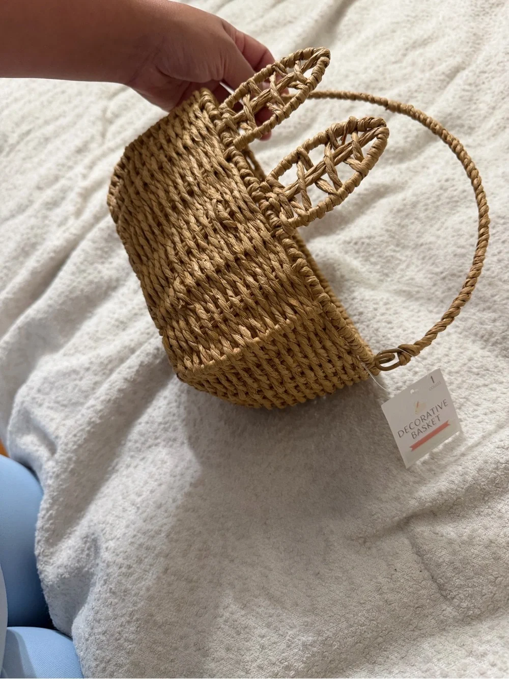 Target bunny brown woven decorative Straw Basket Tote Natural Brown
